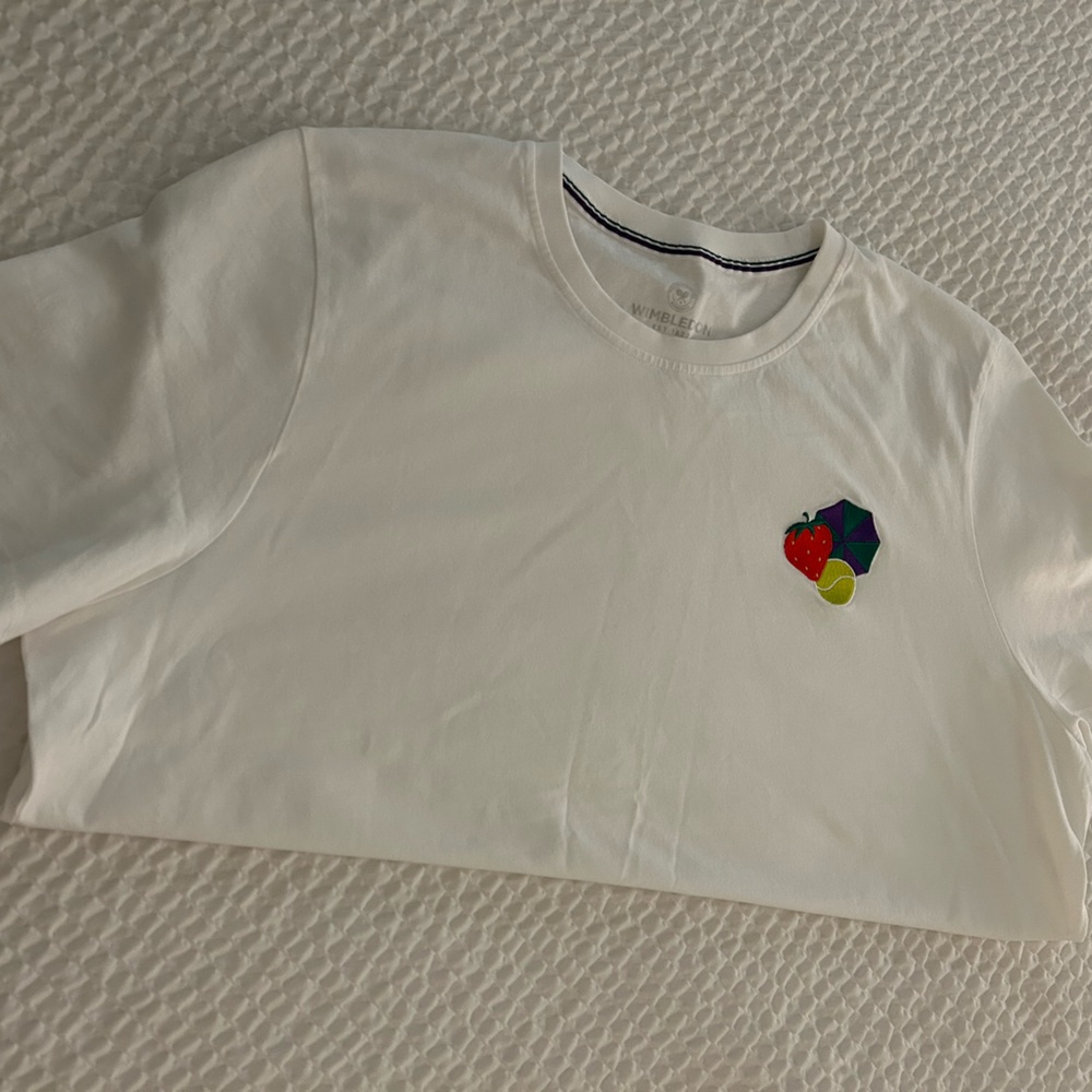 Wimbledon White Tee with Vibrant Embroidery - Picture 2 of 5